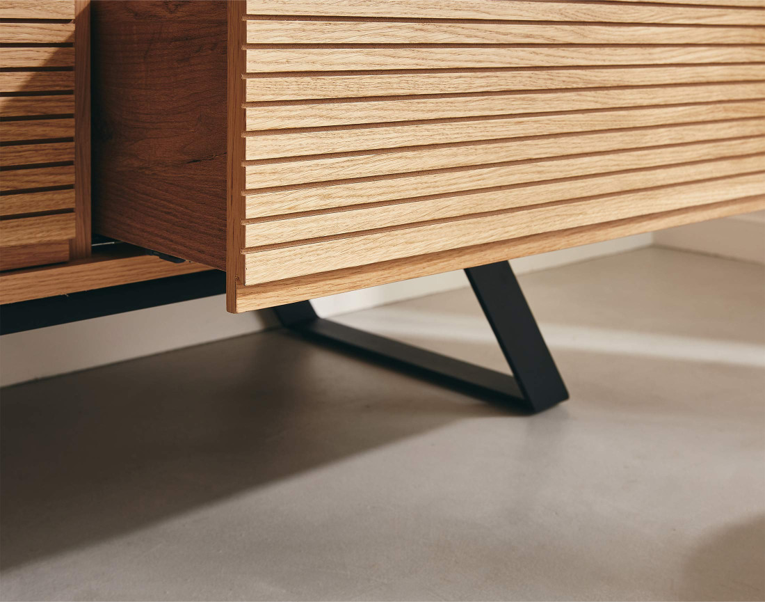 Meuble TV bois et noir 3 tiroirs 200 cm Zapallar