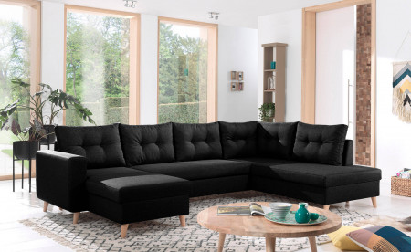NORDIC - Canapé scandinave d'angle droite panoramique convertible en tissu - 299x86x188cm NORDIC - Canapé scandinave d'angle droite panoramique convertible en tissu - 299x86x188cm