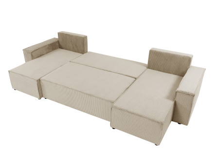 Canapé panoramique en U 7 places convertible avec coffre en velours côtelé Cezanne