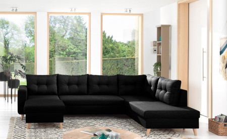 NORDIC - Canapé scandinave d'angle droite panoramique convertible en tissu - 299x86x188cm NORDIC - Canapé scandinave d'angle droite panoramique convertible en tissu - 299x86x188cm