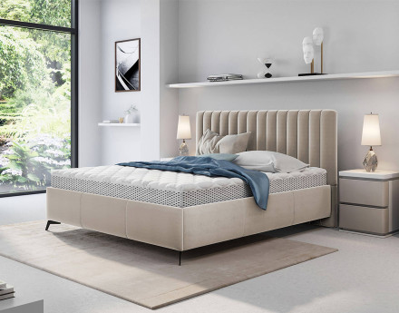 Lit coffre 160x200 cm sommier inclus en velours Mendoza