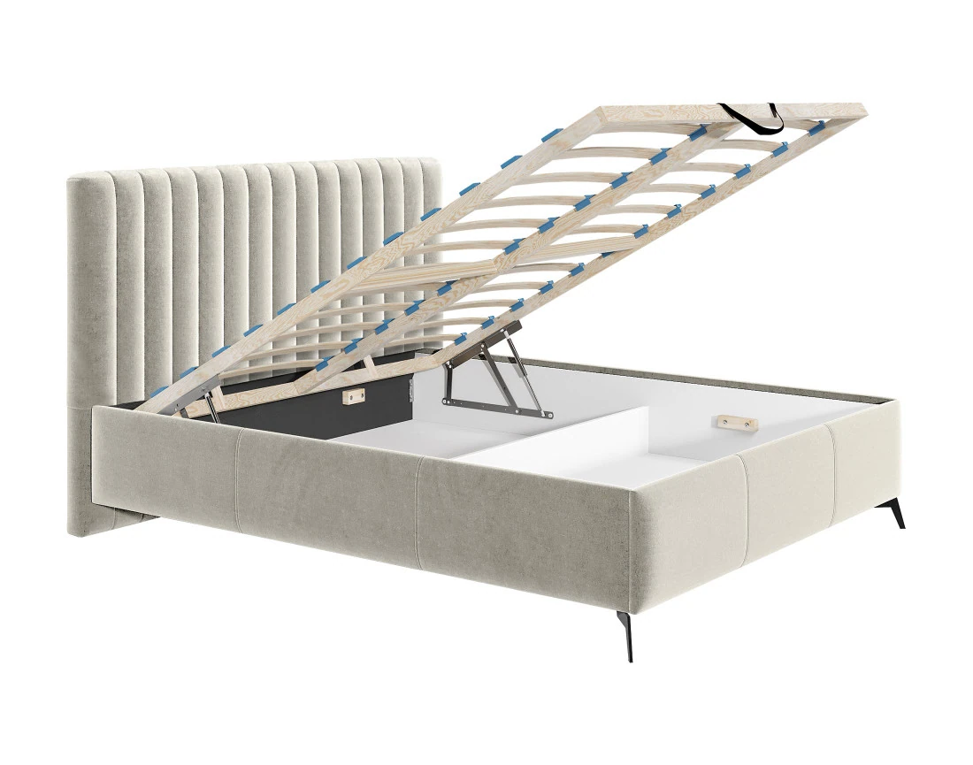 Lit coffre 160x200 cm sommier inclus en velours Mendoza