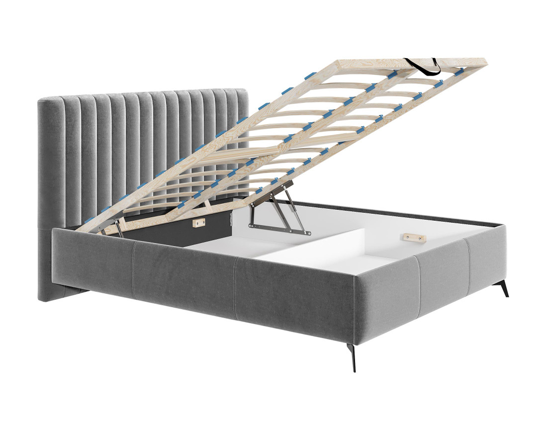 Lit coffre 160x200 cm sommier inclus en velours Mendoza
