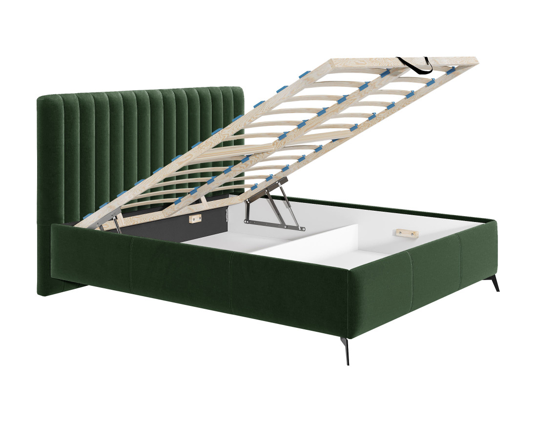 Lit coffre 160x200 cm sommier inclus en velours Mendoza