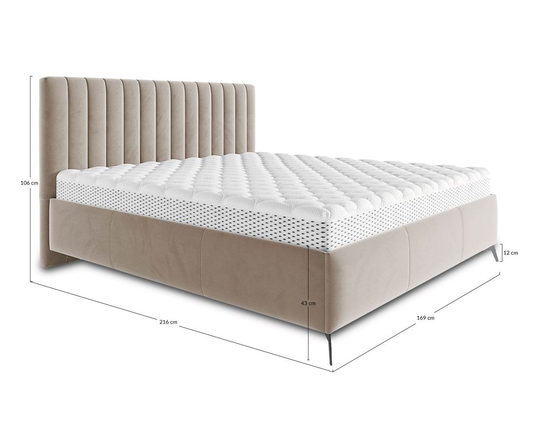 Lit coffre 160x200 cm sommier inclus en velours Mendoza