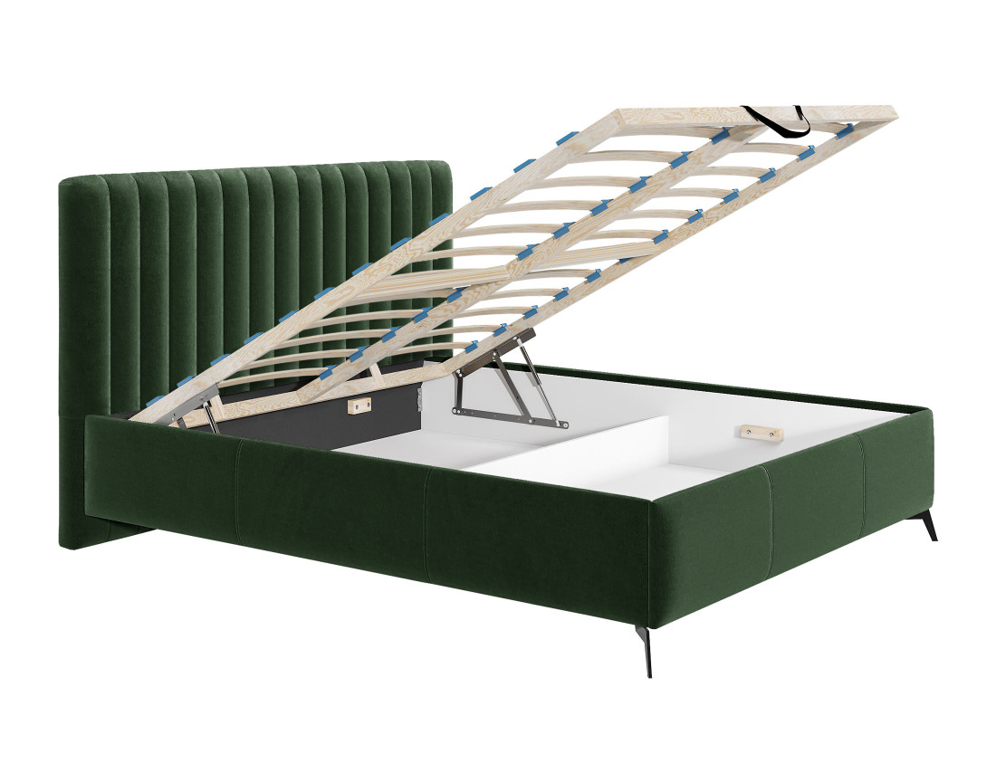 Lit coffre 180x200 cm sommier inclus en velours Mendoza