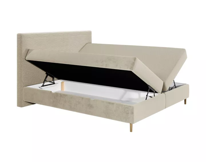 Lit boxspring 140x200 cm coffres et surmatelas inclus en velours côtelé Rafaela