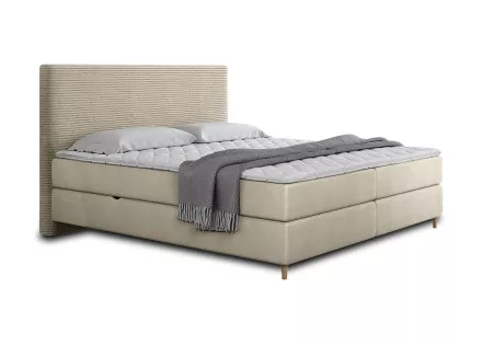 Lit boxspring 140x200 cm coffres et surmatelas inclus en velours côtelé Rafaela