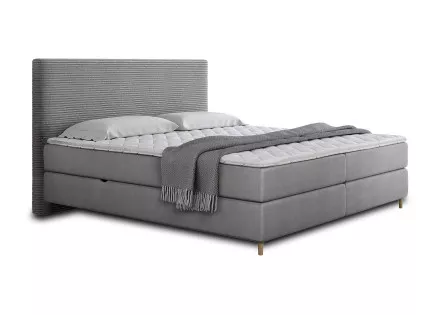 Lit boxspring 160x200 cm coffres et surmatelas inclus en velours côtelé Rafaela