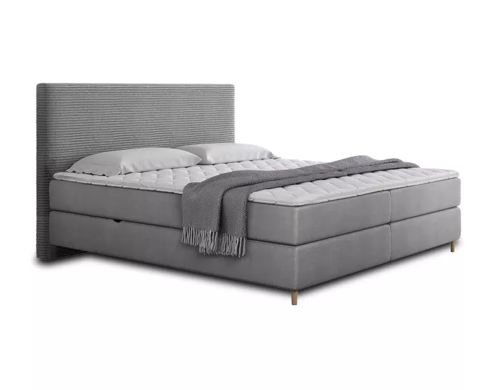 Lit boxspring 160x200 cm coffres et surmatelas inclus en velours côtelé Rafaela