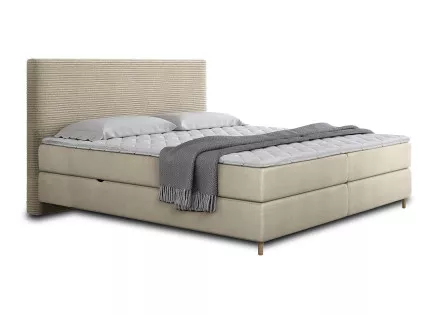 Lit boxspring 180x200 cm coffres et surmatelas inclus en velours côtelé Rafaela