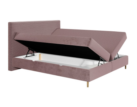 Lit boxspring 180x200 cm coffres et surmatelas inclus en velours côtelé Rafaela