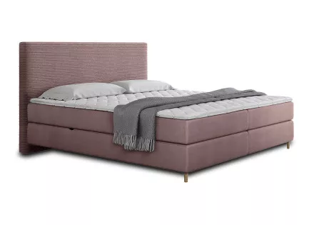 Lit boxspring 180x200 cm coffres et surmatelas inclus en velours côtelé Rafaela