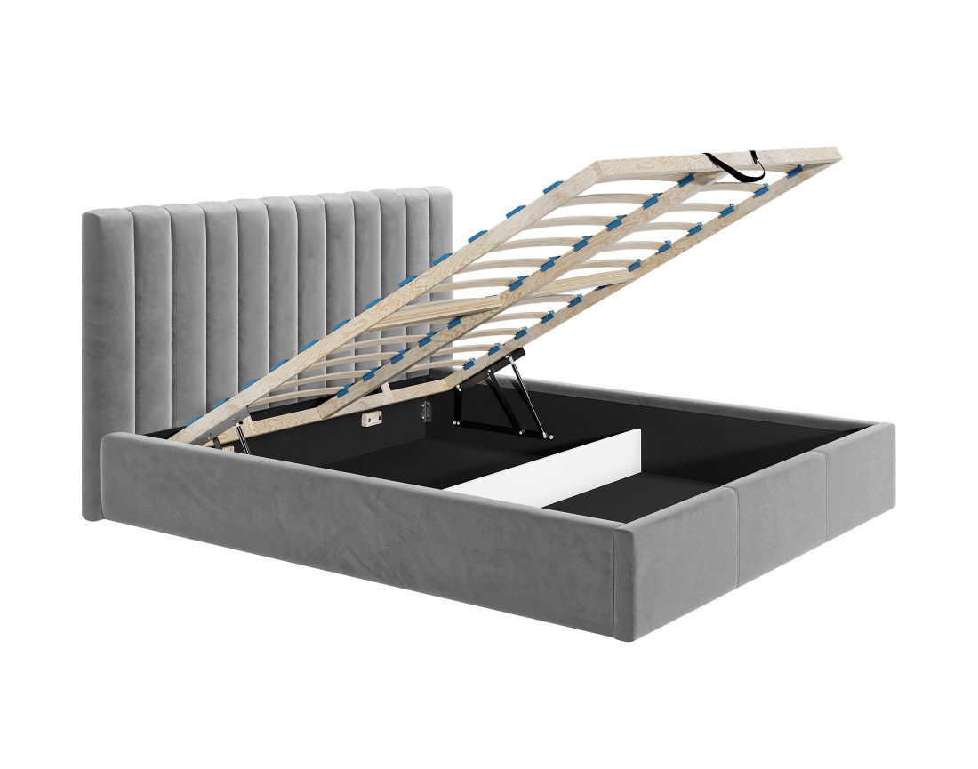 Lit coffre 140x200 cm sommier inclus en velours Rosario