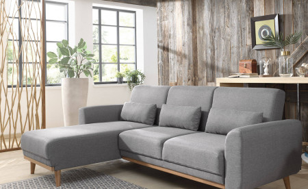 VERA - Canapé d'angle réversible convertible au style scandinave en tissu - 246x88x149cm VERA - Canapé d'angle réversible convertible au style scandinave en tissu - 246x88x149cm