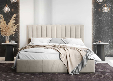 Lit coffre 160x200 cm sommier inclus en velours Rosario