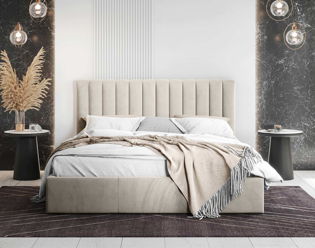 Lit coffre 160x200 cm sommier inclus en velours Rosario