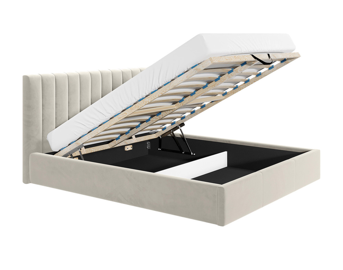 Lit coffre 160x200 cm sommier inclus en velours Rosario