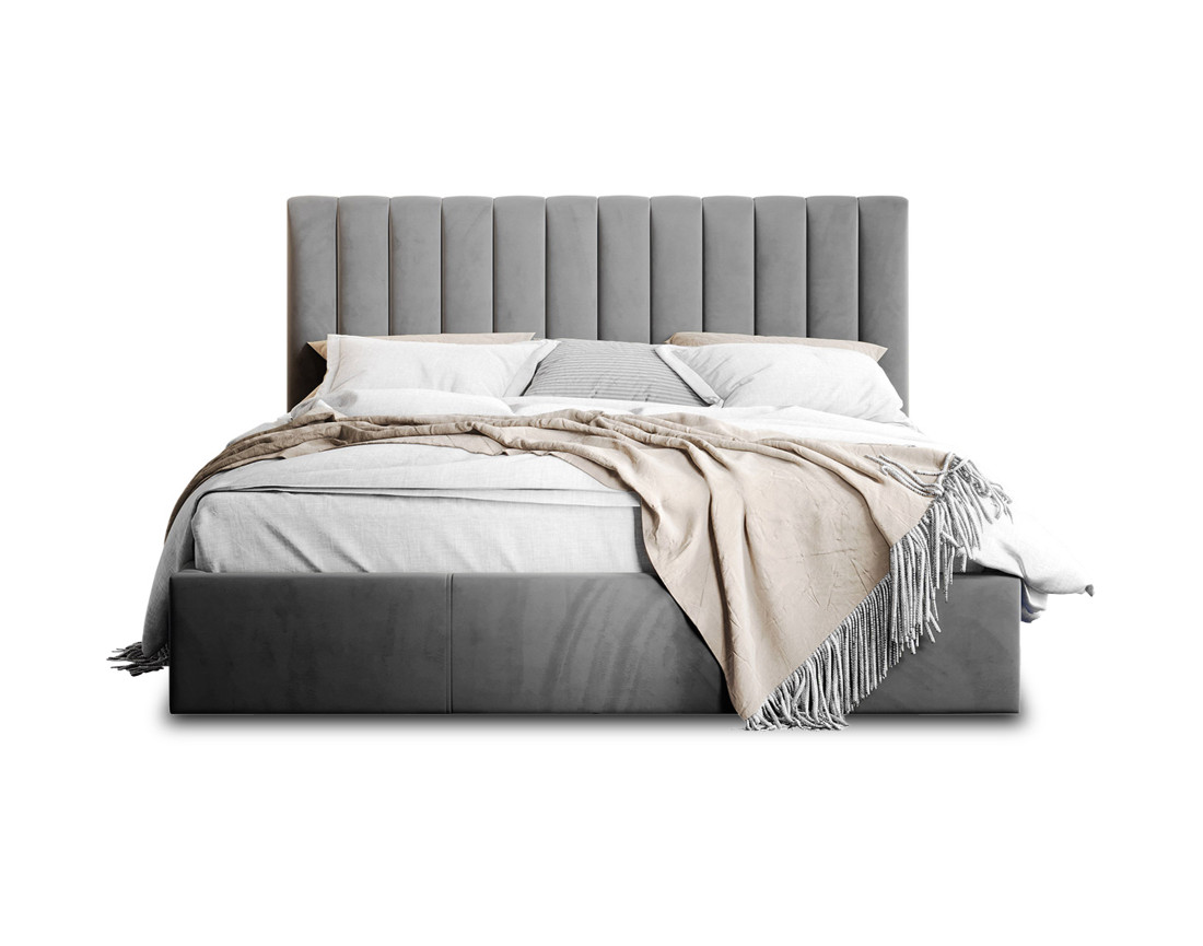 Lit coffre 160x200 cm sommier inclus en velours Rosario