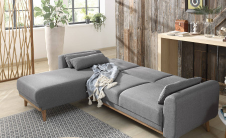 VERA - Canapé d'angle réversible convertible au style scandinave en tissu - 246x88x149cm VERA - Canapé d'angle réversible convertible au style scandinave en tissu - 246x88x149cm