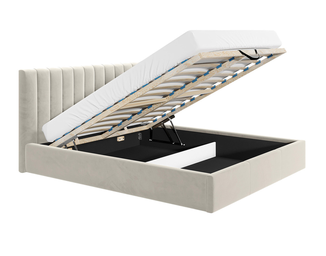 Lit coffre 180x200 cm sommier inclus en velours Rosario