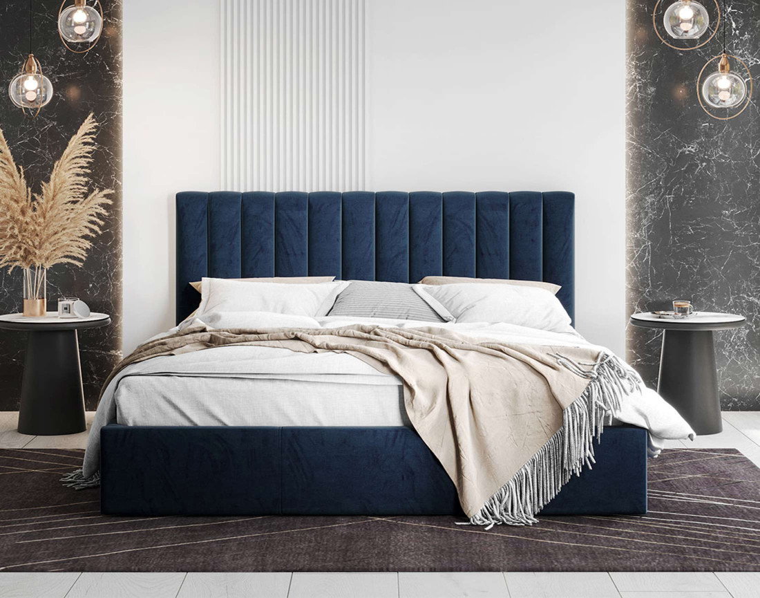 Lit coffre 180x200 cm sommier inclus en velours Rosario