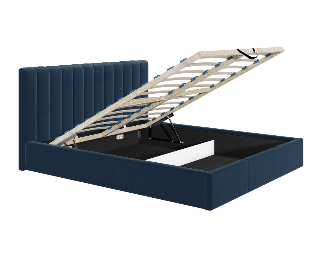 Lit coffre 180x200 cm sommier inclus en velours Rosario