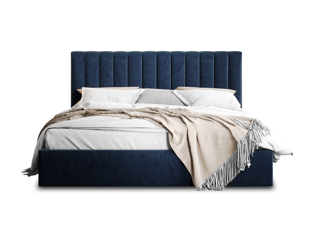 Lit coffre 180x200 cm sommier inclus en velours Rosario