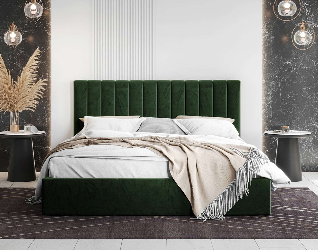 Lit coffre 180x200 cm sommier inclus en velours Rosario