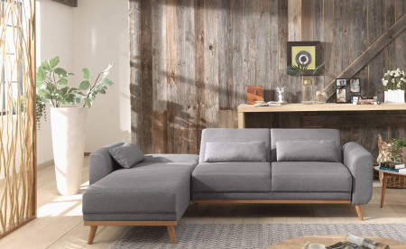 VERA - Canapé d'angle réversible convertible au style scandinave en tissu - 246x88x149cm VERA - Canapé d'angle réversible convertible au style scandinave en tissu - 246x88x149cm