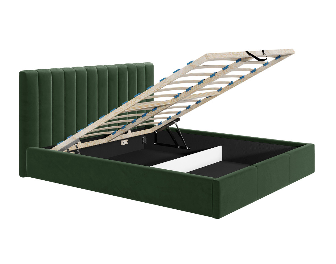 Lit coffre 180x200 cm sommier inclus en velours Rosario