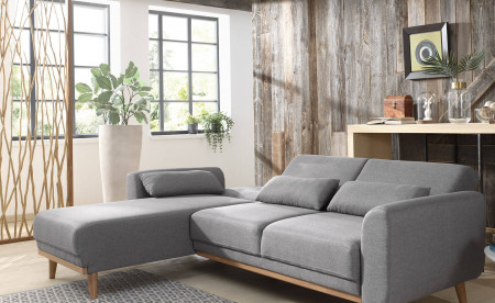 VERA - Canapé d'angle réversible convertible au style scandinave en tissu - 246x88x149cm VERA - Canapé d'angle réversible convertible au style scandinave en tissu - 246x88x149cm
