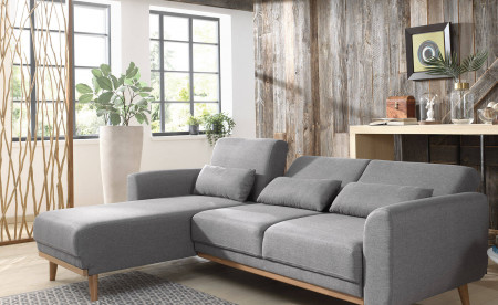 VERA - Canapé d'angle réversible convertible au style scandinave en tissu - 246x88x149cm VERA - Canapé d'angle réversible convertible au style scandinave en tissu - 246x88x149cm