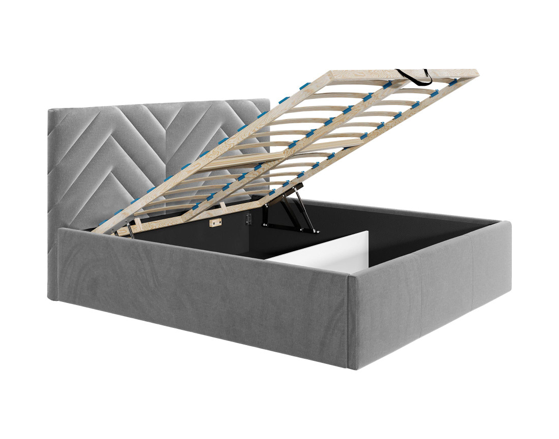 Lit coffre 140x200 cm sommier inclus en velours Santiago