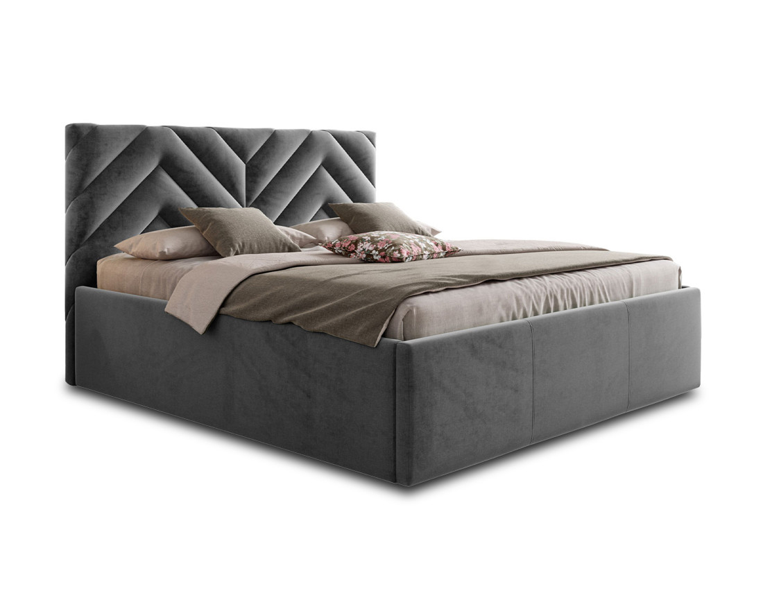 Lit coffre 140x200 cm sommier inclus en velours Santiago