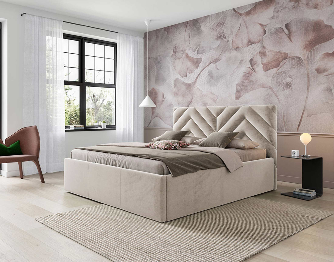 Lit coffre 160x200 cm sommier inclus en velours Santiago