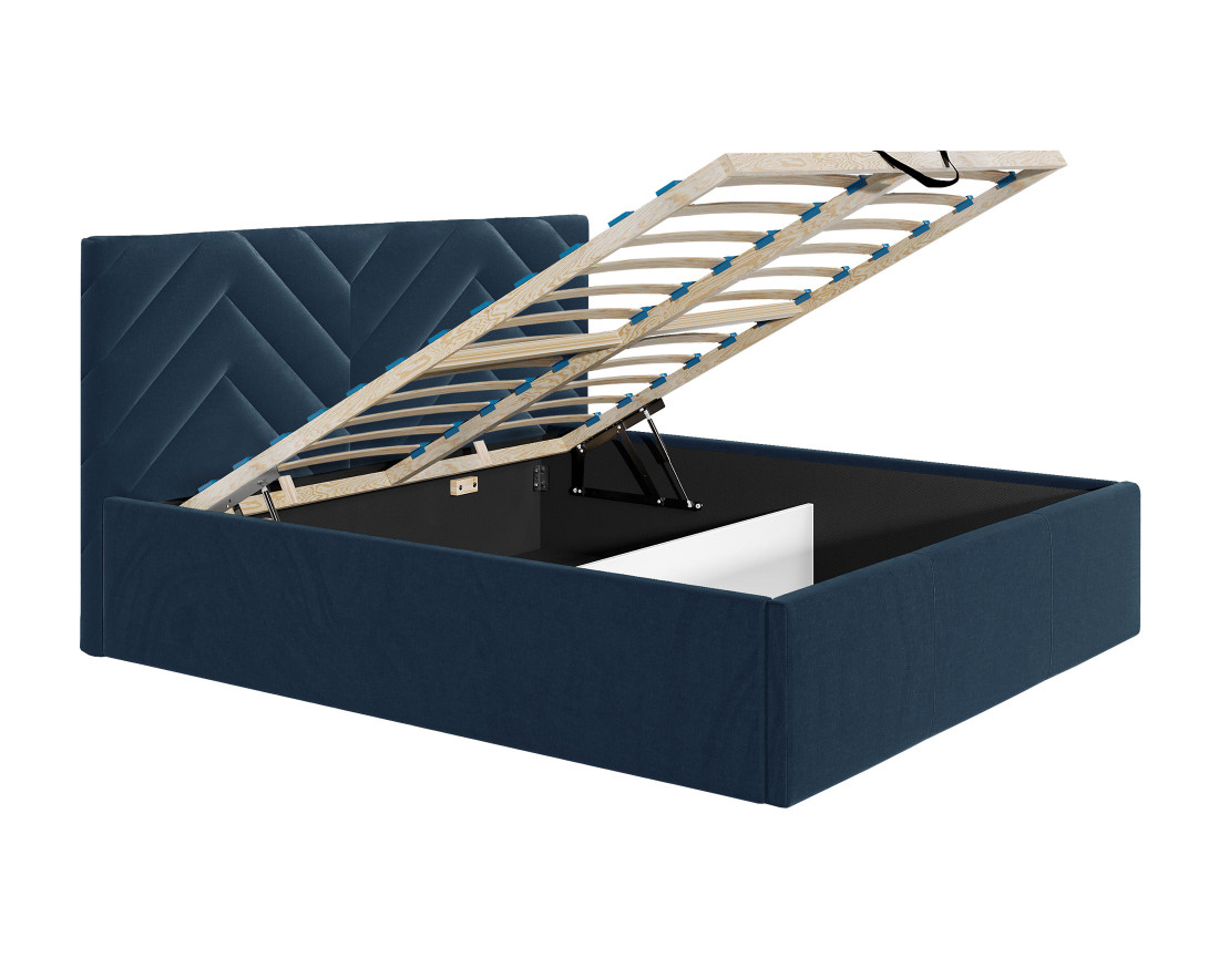 Lit coffre 160x200 cm sommier inclus en velours Santiago