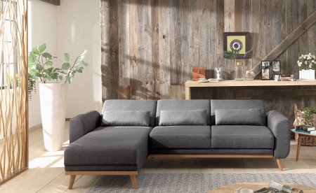 VERA - Canapé d'angle réversible convertible au style scandinave en tissu - 246x88x149cm VERA - Canapé d'angle réversible convertible au style scandinave en tissu - 246x88x149cm