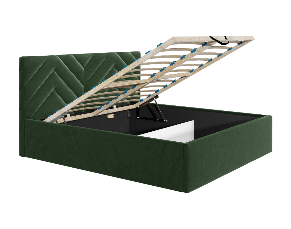 Lit coffre 160x200 cm sommier inclus en velours Santiago