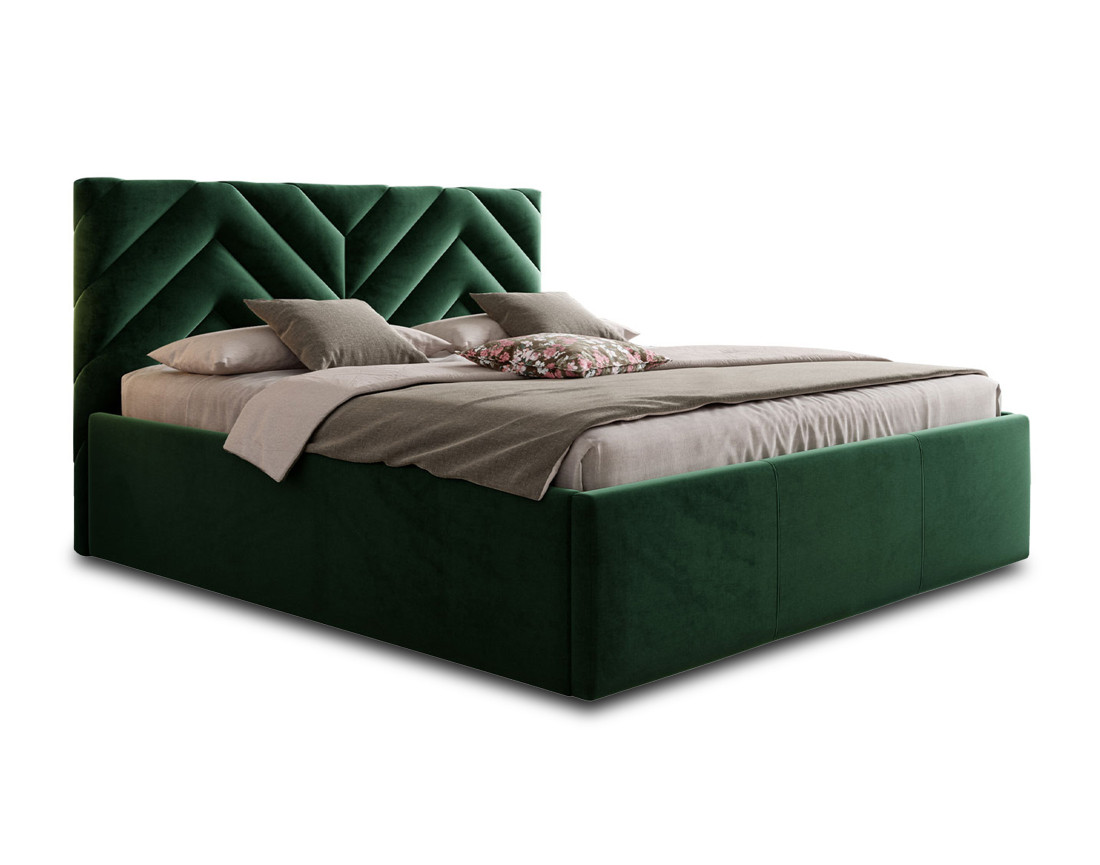 Lit coffre 160x200 cm sommier inclus en velours Santiago