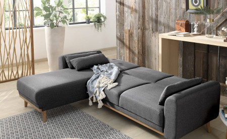 VERA - Canapé d'angle réversible convertible au style scandinave en tissu - 246x88x149cm VERA - Canapé d'angle réversible convertible au style scandinave en tissu - 246x88x149cm