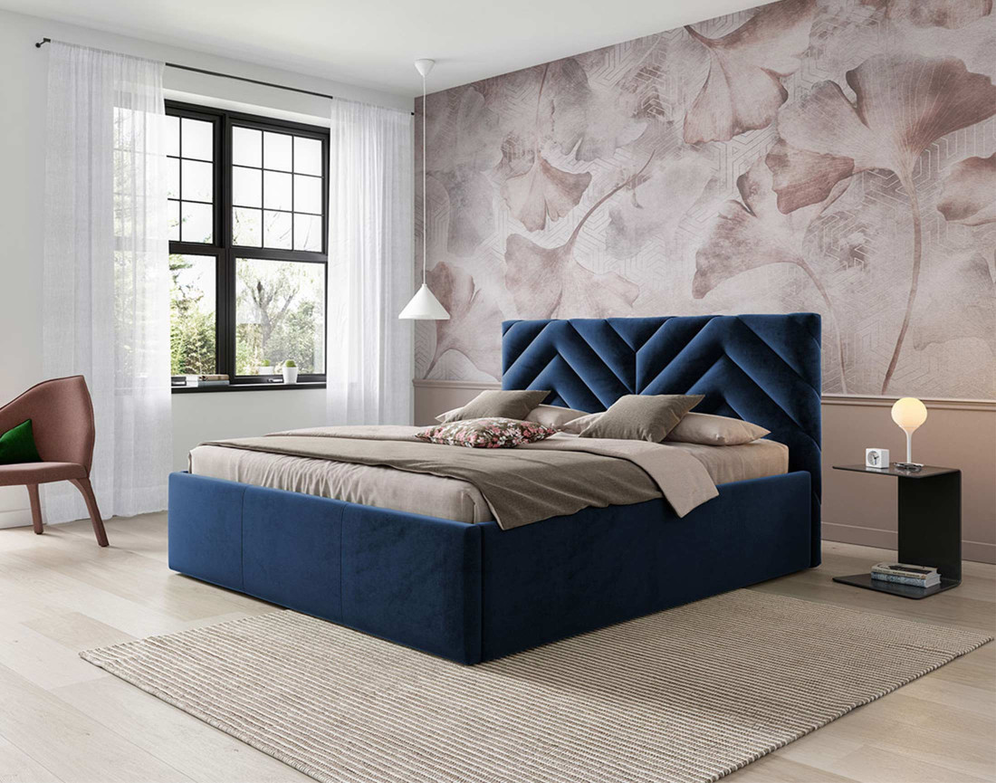 Lit coffre 180x200 cm sommier inclus en velours Santiago