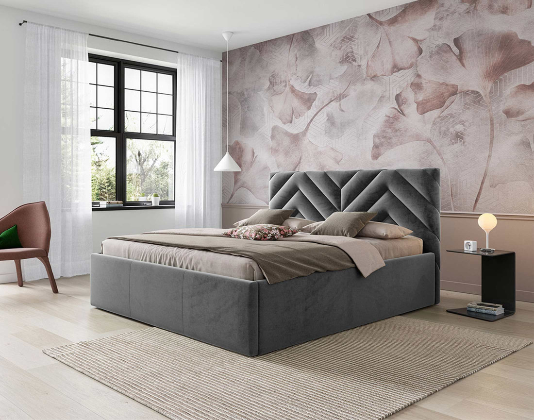 Lit coffre 180x200 cm sommier inclus en velours Santiago