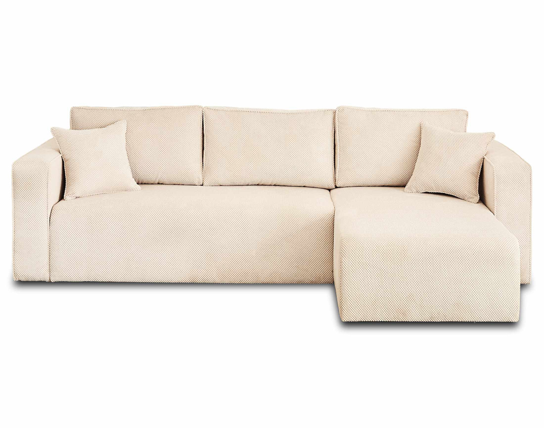 Canapé d'angle réversible 4 places convertible avec coffre en velours texturé Topaze Canapé d'angle réversible 4 places convertible avec coffre en velours texturé Topaze