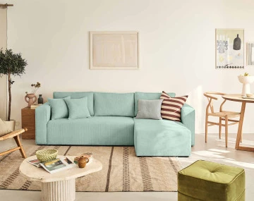 Canapé d'angle réversible 4 places velours texturé Topaze - Best Mobilier