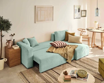 Canapé d'angle réversible 4 places velours texturé Topaze - Best Mobilier