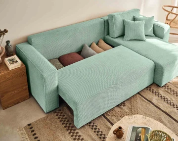 Canapé d'angle réversible 4 places velours texturé Topaze - Best Mobilier