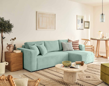 Canapé d'angle réversible 4 places velours texturé Topaze - Best Mobilier