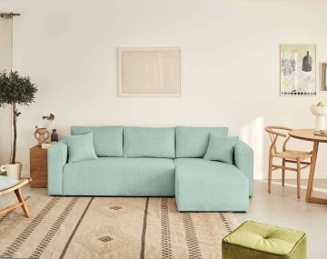 Canapé d'angle réversible 4 places velours texturé Topaze - Best Mobilier