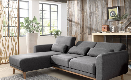 VERA - Canapé d'angle réversible convertible au style scandinave en tissu - 246x88x149cm VERA - Canapé d'angle réversible convertible au style scandinave en tissu - 246x88x149cm